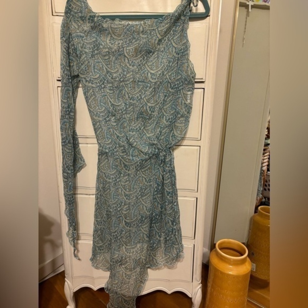 Sisley sheer blue Asymmetrical dress size large